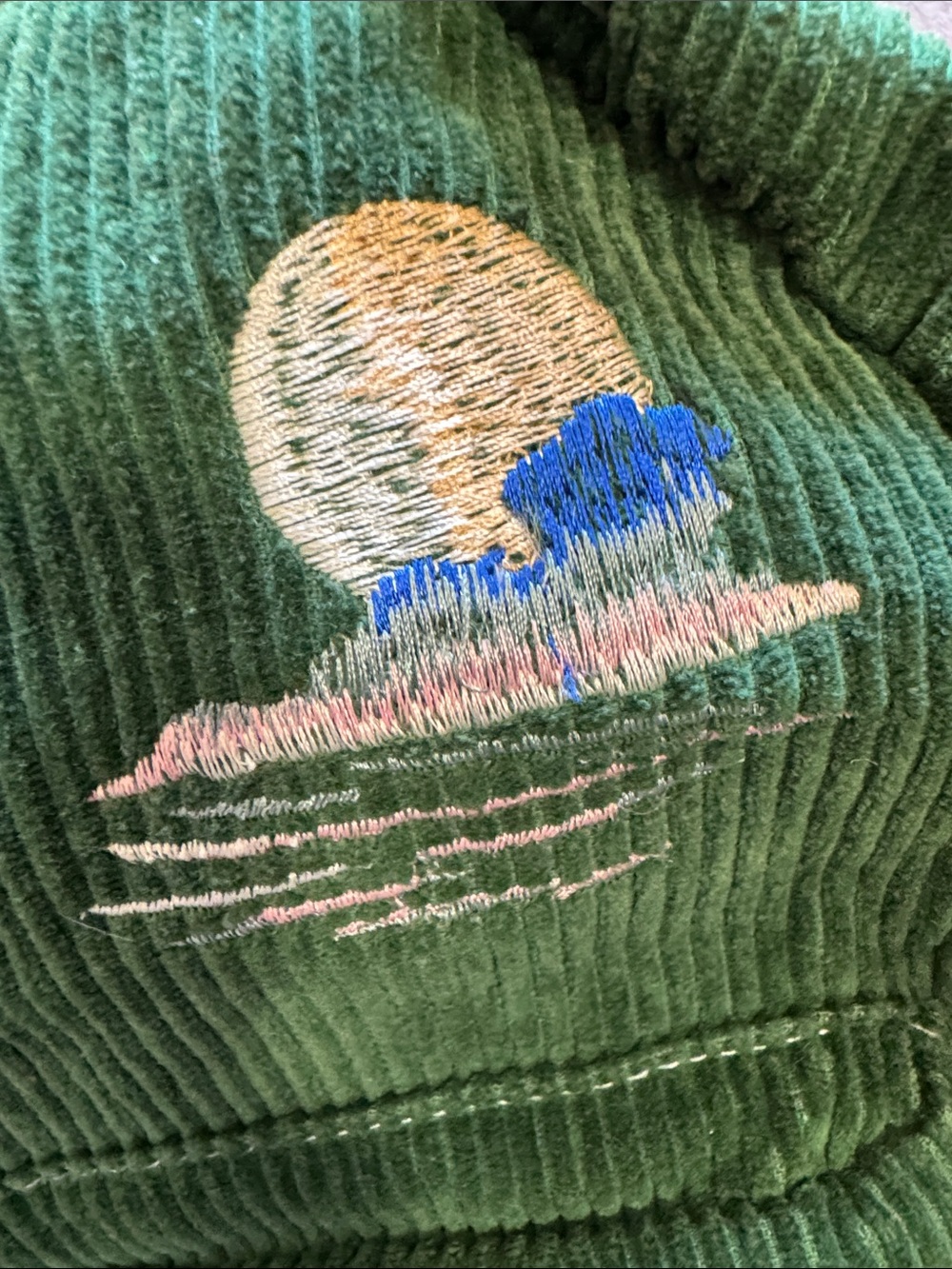 Urban Outfitters Green Corduroy small embroidered backpack 100% Cotton - Picture 6 of 15